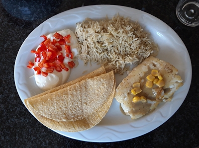 Codfish with Mole Verde and Sweet Corn